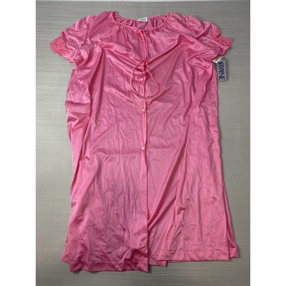 Lauren Lorraine Other - Vintage Lorraine Nightgown Womens 2X Pink‎ Button Front Lace Sleeves